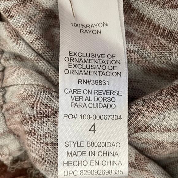 Democracy Women Pants 4 Wide‎ Leg Brown Rayon Abstract Whimsigoth Earthy Resort - Picture 10 of 12